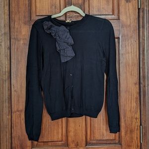 J Crew Factory navy cardigan with silk blend flower detail